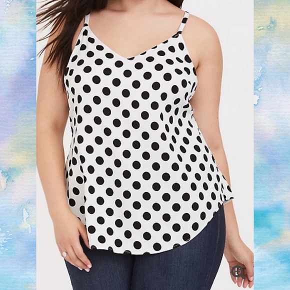 torrid Tops - SOLD-Torrid Ava Polka Dot Stretch Challis Cami Top